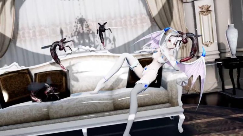 MMD巨乳Haku被狂野昆虫轮奸爆操内射 3D